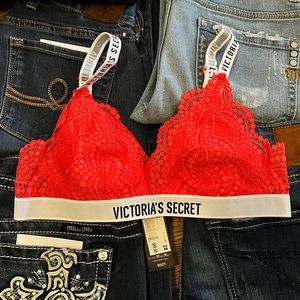 Victoria’s Secret Red and White Lace Bra/Bralette.